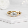 10K Oval Cut Lab Grown Diamond Bezel Engagement Ring
