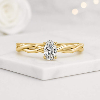 oval ring gold ring solitaire ring twisted band braided ring promise ring women ring bridal ring fine jewelry elegant ring dainty ring thin band minimalist ring luxury ring
