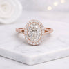 1.50 CT Oval Cut Lab Grown Diamond Halo Engagement Ring in 14K Rose Gold