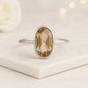 Rose Cut Oval Brown Lab Grown Diamond Bezel Solitaire Ring