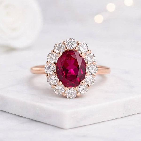 oval ring ruby ring halo ring rose gold ring gemstone ring promise ring bridal ring statement ring