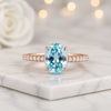 Oval Cut Aquamarine and Diamond Pavé Engagement Ring