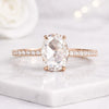 Rose Cut Oval Lab Grown Diamond Pavé Engagement Ring