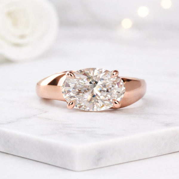 oval ring solitaire ring lab grown ring engagement ring rose gold ring oval solitaire four prong ring statement ring bridal ring promise ring fine jewelry women ring luxury ring classic ring elegant ring shiny ring polished ring