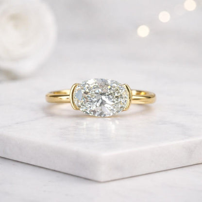 oval ring solitaire ring lab grown ring oval solitaire gold ring thin band ring statement ring women ring elegant ring