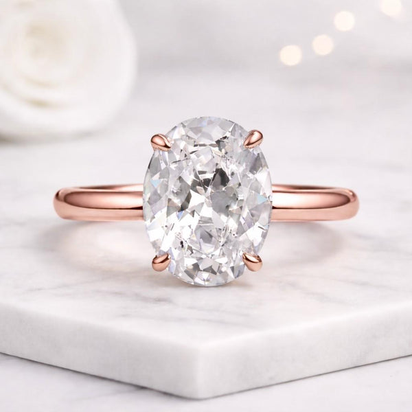 oval ring solitaire ring rose gold ring thin band ring oval cut ring promise ring bridal ring engagement ring