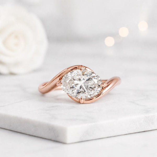 oval ring solitaire ring twist ring bypass ring rose gold ring engagement ring promise ring bridal ring women ring statement ring