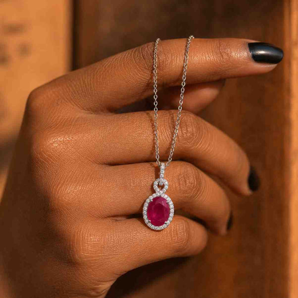 oval ruby necklace ruby halo necklace gemstone pendant necklace oval stone necklace red stone pendant dainty necklace fine necklace elegant jewelry women jewelry pendant