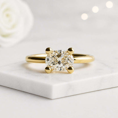 oval solitaire ring oval engagement ring gold solitaire ring four prong ring classic solitaire ring yellow gold ring thin band ring simple engagement ring oval stone ring fine jewelry ring bridal ring women ring