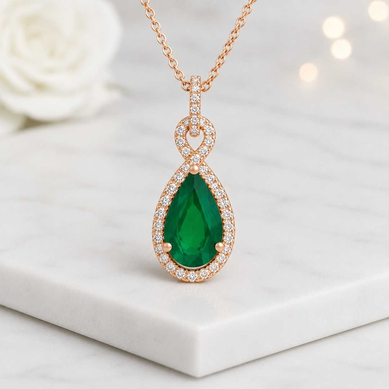 pear cut pendant emerald jewelry green stone pendant halo jewelry drop jewelry tear drop necklace pear shape necklace sparkling pendant