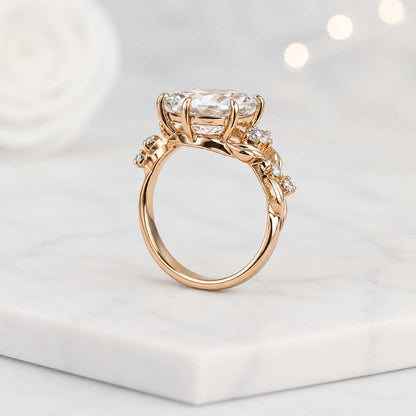 pear cut ring leaf band ring floral band ring vine band ring nature inspired ring botanical ring