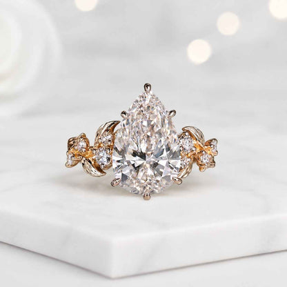pear cut ring pear shape ring teardrop ring elongated pear ring pear engagement ring