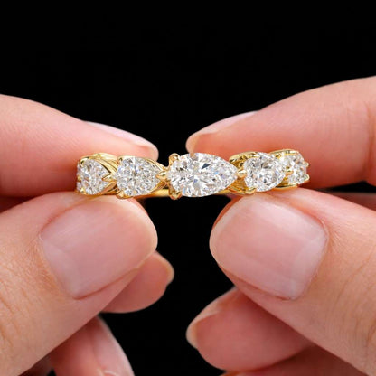 pear diamond ring pear wedding band pear anniversary band gold eternity band delicate wedding ring diamond eternity ring