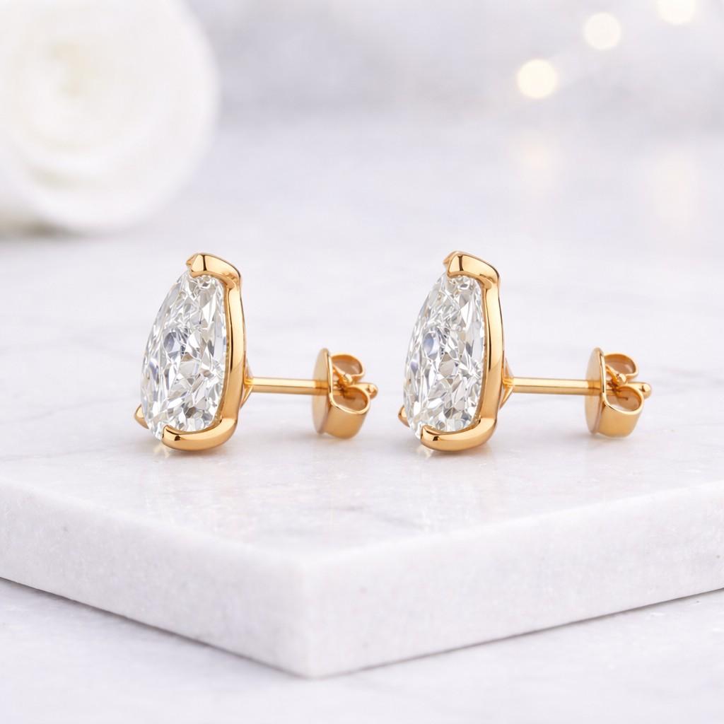 pear diamond studs pear shape studs lab diamond studs gold earrings pair matching earrings bright earrings