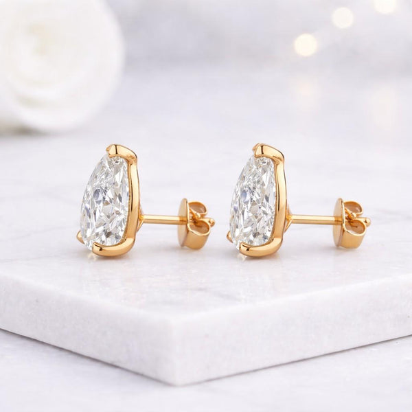 pear diamond studs pear shape studs lab diamond studs gold earrings pair matching earrings bright earrings