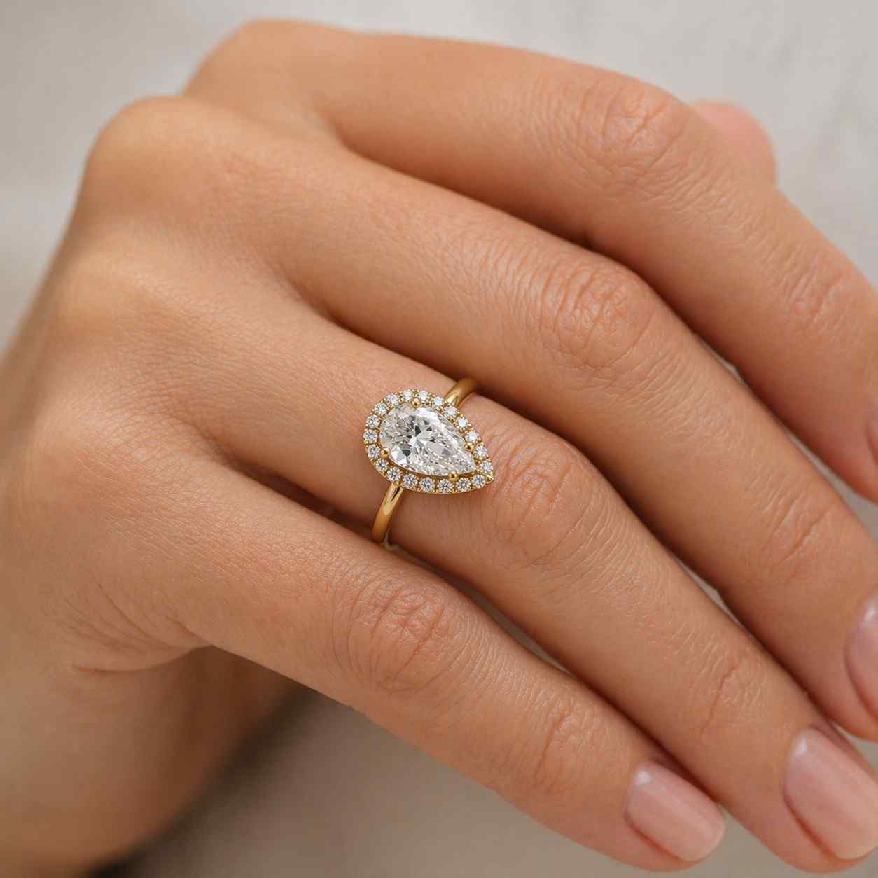 pear engagement ring halo engagement ring gold engagement ring teardrop engagement ring bridal engagement ring solitaire engagement ring pear stone ring pave halo ring