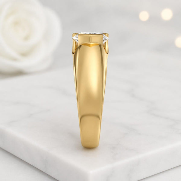 pear engagement ring pear diamond ring pear moissanite ring pear gemstone ring solitaire engagement modern engagement ring thick gold ring comfort band ring tapered shank ring