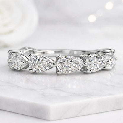 pear eternity ring pear band ring half eternity ring stackable ring gold band ring diamond band ring wedding band anniversary ring