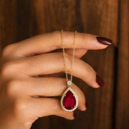 pear pendant teardrop pendant ruby pendant gold pendant halo pendant necklace pendant gemstone pendant red stone pendant