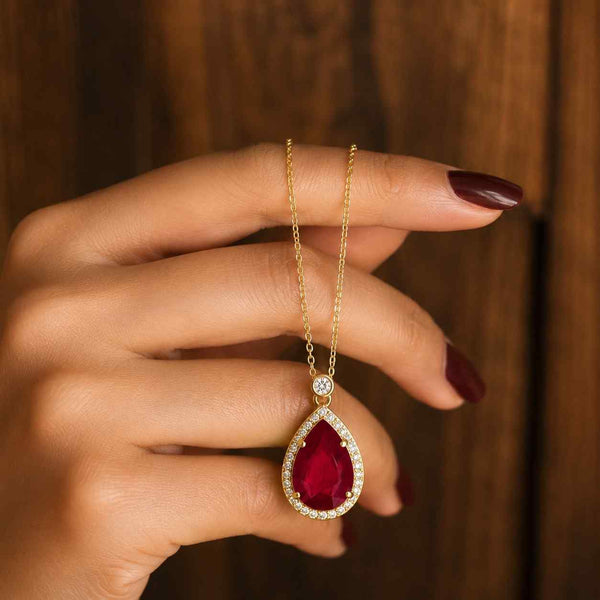 pear pendant teardrop pendant ruby pendant gold pendant halo pendant necklace pendant gemstone pendant red stone pendant