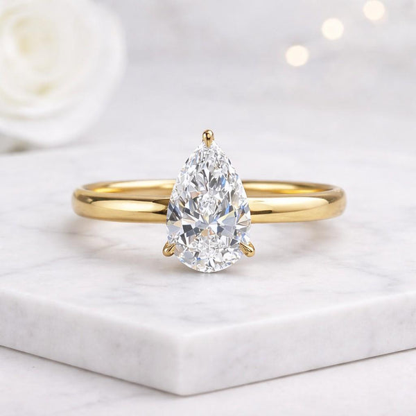 pear ring gold ring solitaire ring teardrop ring pear cut ring promise ring women ring bridal ring dainty ring fine jewelry