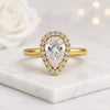Pear Cut Lab Grown Diamond Halo Engagement Ring