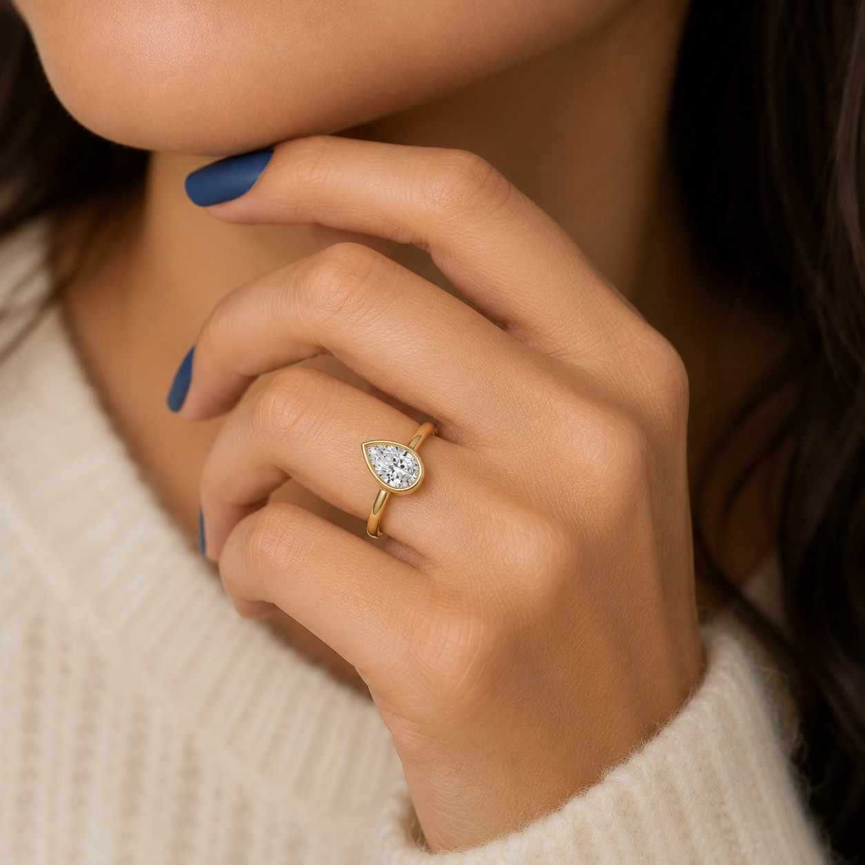 pear ring pear cut ring bezel ring bezel set ring solitaire ring gold ring promise ring women ring fine jewelry elegant ring