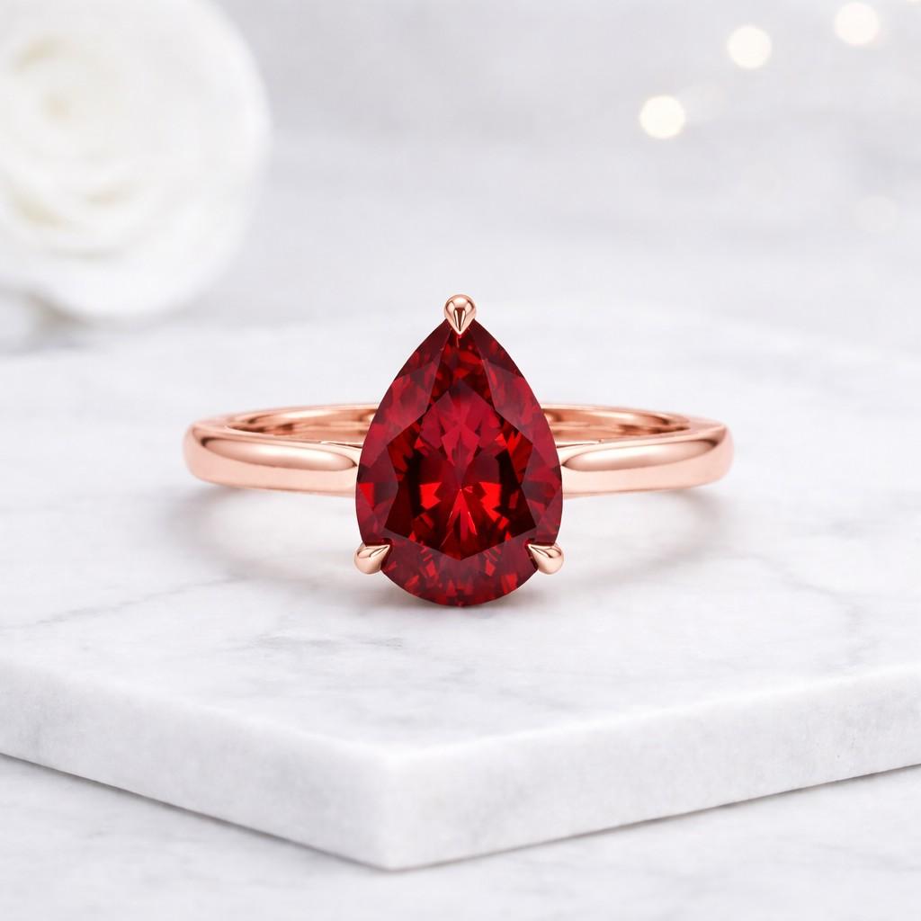 pear ring red stone ring solitaire ring gemstone ring teardrop ring pear cut ring red gemstone statement ring women ring
