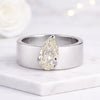 Step Cut Pear Lab Grown Diamond Wide Band Ring in 14K White Gold