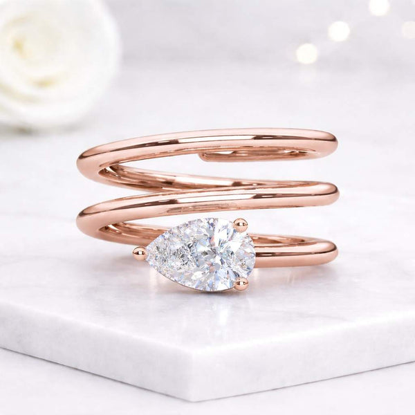 pear ring spiral ring wrap ring open ring statement ring twisted ring modern ring dainty ring women ring fine jewelry minimalist ring unique ring elegant ring