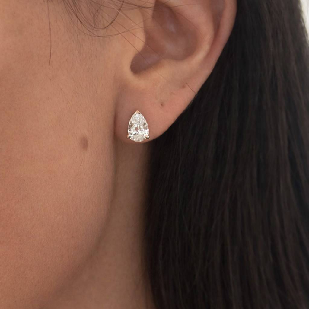 pear shape earrings pear cut studs teardrop diamond studs teardrop jewelry pear solitaire studs elongated stone earrings
