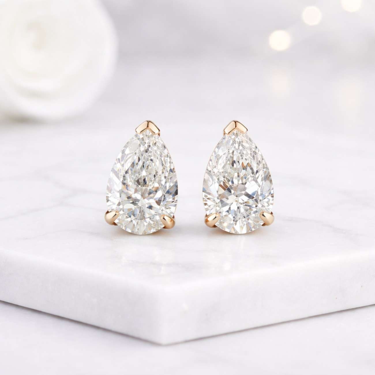 pear stud earrings pear earrings teardrop earrings lab grown earrings solitaire earrings gold stud earrings pear cut earrings
