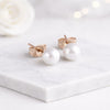 Rose Gold Freshwater Pearl Stud Earrings