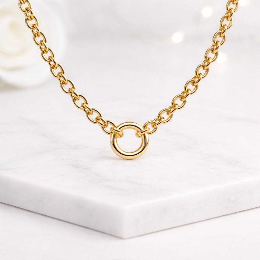 pendant necklace oval link necklace classic jewelry smooth finish necklace bright gold necklace clean jewelry handmade jewelry chic necklace stackable necklace