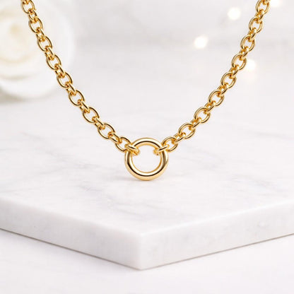 pendant necklace oval link necklace classic jewelry smooth finish necklace bright gold necklace clean jewelry handmade jewelry chic necklace stackable necklace