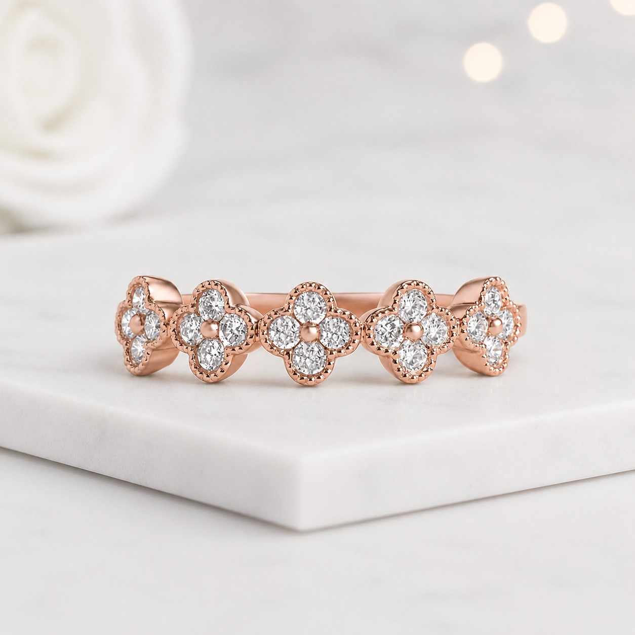 petal jewelry floral fashion ring elegant band ring decorative ring floral gold band floral sparkle ring floral crystal ring slim floral band everyday