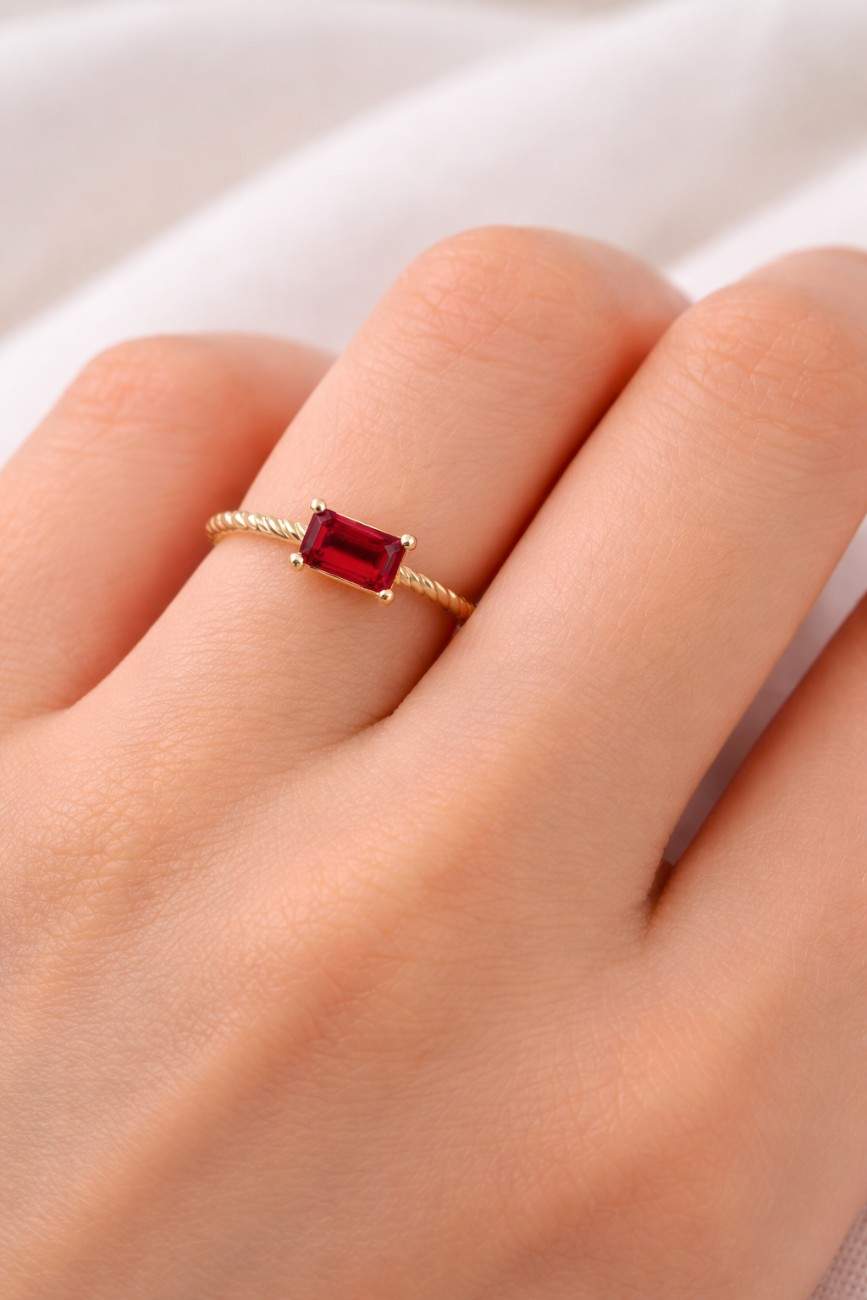 petite ring clean design ring luxury ring custom ring unique ring stylish ring feminine ring timeless ring jewelry gift red crystal ring red stone ring