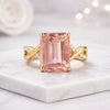 Emerald Cut Pink Sapphire Ring Twisted Diamond Engagement Ring
