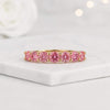 Round Cut Pink Lab Grown Diamond Half Eternity Wedding Band