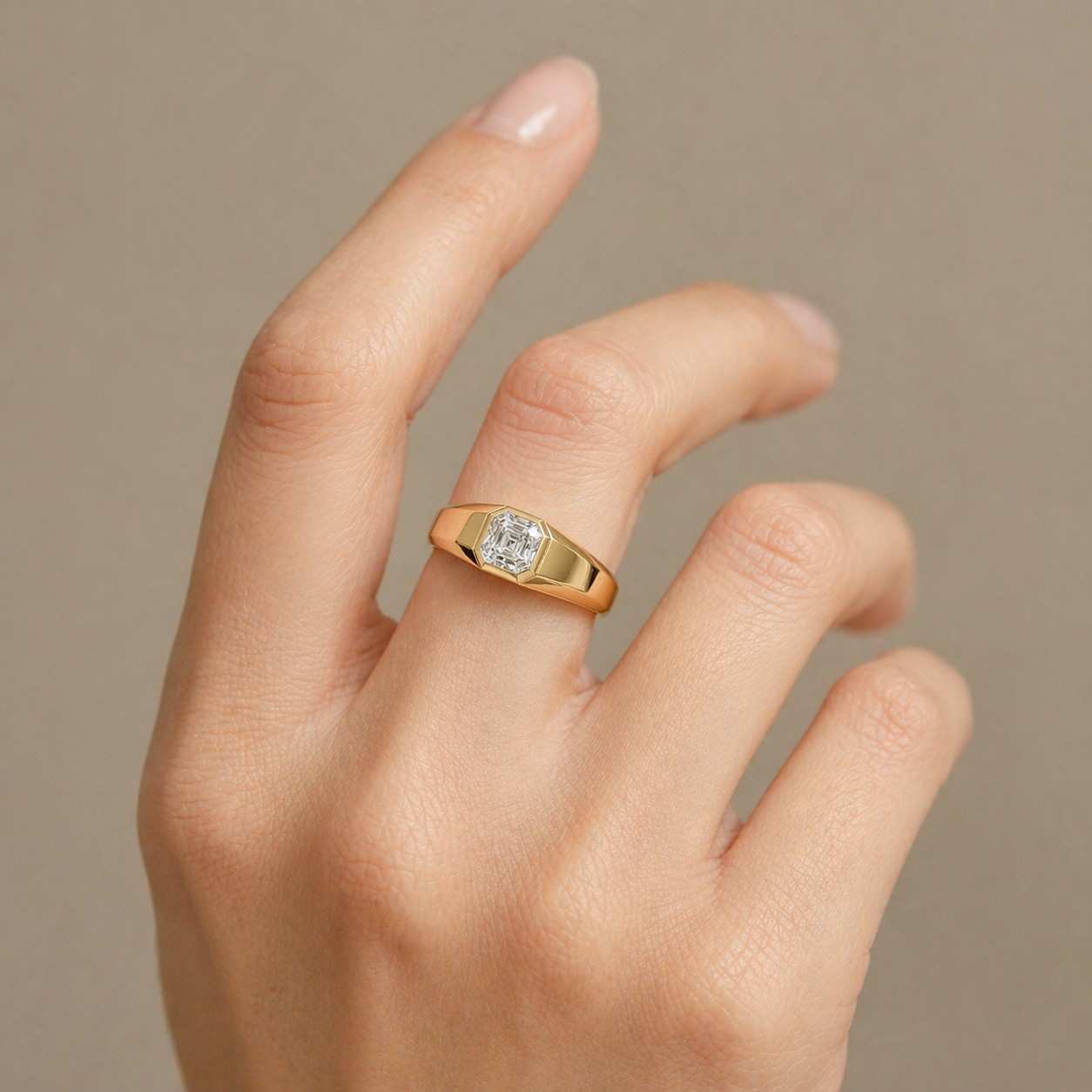 polished gold ring sleek jewelry minimalist ring bold jewelry square diamond ring clean design ring contemporary ring premium ring fine accessory handcrafted ring
