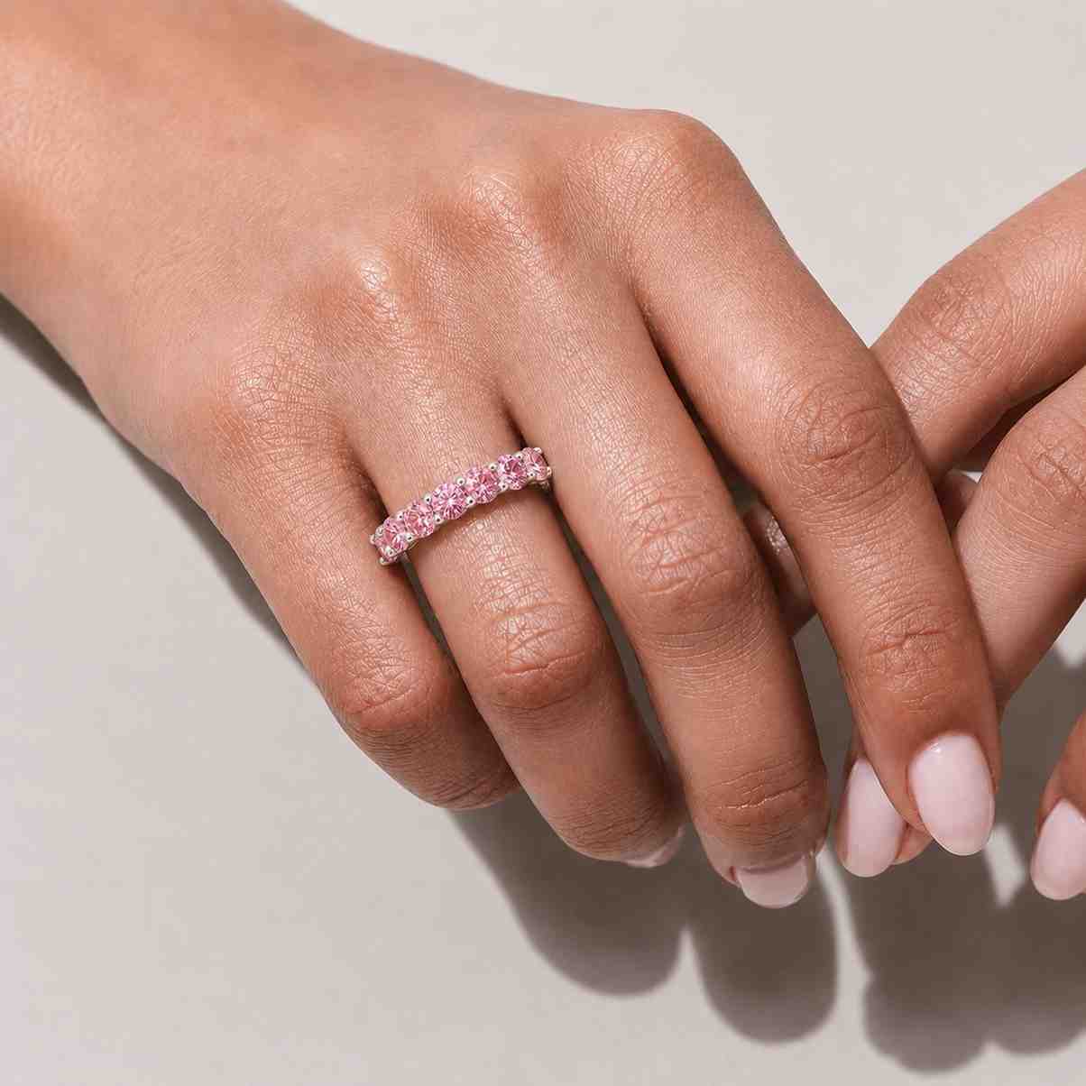 polished ring finger ring delicate ring feminine ring colorful ring gemstone band pink crystal ring stacking band modern ring quality ring