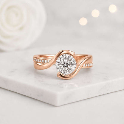 polished ring shiny ring gemstone ring center stone pave band curved ring twist ring crossover ring modern ring classic ring handmade ring custom ring ring for her bridal jewelry proposal ring sparkly ring delicate ring