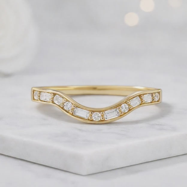  Lab Grown Diamond Curved Wedding Band 