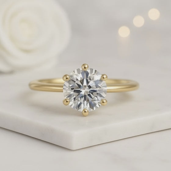 Pinched Solitaire Diamond Ring