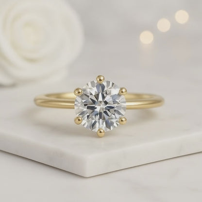 Pinched Solitaire Diamond Ring