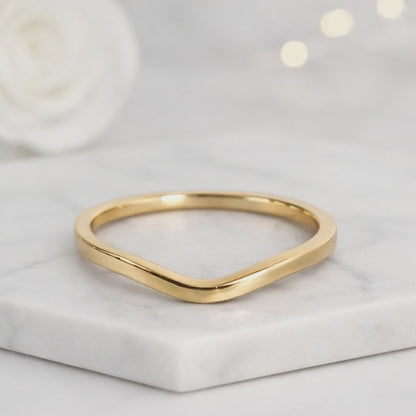 Custom Matching Bridal Ring 14k Gold Wedding Band Notched Ring for Women
