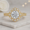 Milgrain Vintage Halo Engagement Ring