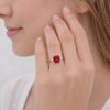 14k Solid Gold Ruby Diamond Ring, Art Deco Pink Gemstone Band, Dainty July Birthstone Jewelry, Fine Gold Promise Ring Gift for Her
