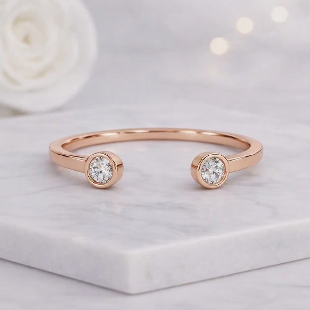 solitaire ring open cuff ring twin stone ring bezel set ring stacking ring adjustable band thin ring band ring