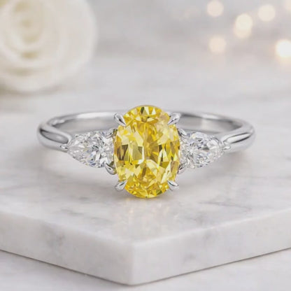 oval cut ring yellow sapphire ring canary stone ring cocktail ring promise ring engagement ring bridal jewelry
